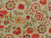 Belle Maison Daphine Linen Upholstery Drapery Fabric Crimson Floral NN48