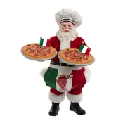 11" Fabriché Chef Santa Holding Pizza Figure Tabletop
