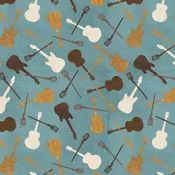 Rhythm & Harmony Guitar And Mic Toss Teal 37017-425 By Wilmington Prints