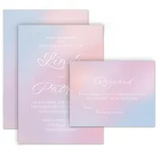 Watercolor Pastels - Invitation with Free Response Postcard