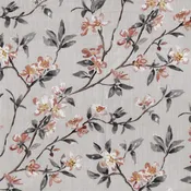 Beige Rose Grey Floral Upholstery Drapery Fabric