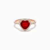 14K Rose Gold Fire Opal and Diamond Heart Halo Ring