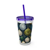 Yarn Wrapping Paper Tumbler with Straw, 16oz