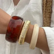 Amber Resin Bangle Stack Bracelet Set