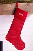 Plush & Glitter | Red with Silver personalized Christmas stocking by MerryStockings