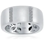 0.23ctw Natural Diamond Mens Pave Wedding Band Ring 14k White Gold Men Ring