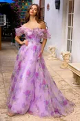 Amelia Couture AG0103 Floral Embroidery Off Shoulder Dress