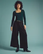 Agatha Liquid Jersey Top - Forest Green