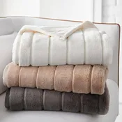 Channel Cut Faux Rabbit Fur Throw 50" x 60"