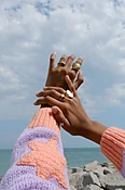 Abstract Moonstone Stacking Ring
