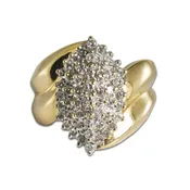 10K Yellow and White Gold Diamond Cluster Ring 1.0ct