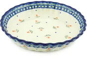 Polish Pottery 10" Fluted Pie Dish Cocentric Tulips