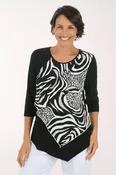 Animal Puff Print Handkerchief Hem Top