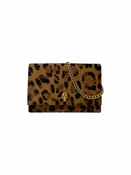 Alexander McQueen Leopard Print Calf Hair Crystal Embellished Skull Crossbody