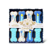 Blue Dog Birthday Cookie Gift Set, Decorated Bone-Shaped Treats, Set of 8