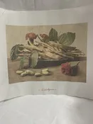 Needlepoint Canvas Design Is A Still Life Of Veggies ,, Flowers And Beans