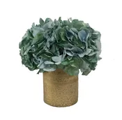 [RESM-AHDLB] Gold Glass Vase Medium - Artificial Hydrangea Light Blue