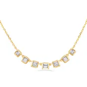 14 KT Baguette Shape Yellow Gold Diamond Necklace