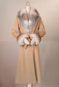 100% Virgin Wool Coat with Natural Crystal Fox