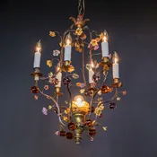 Bronze Chandelier with Flowers and Fruit