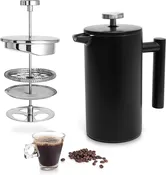 French Press - 304 Stainless Steel Coffee Maker Double Wall Insulated