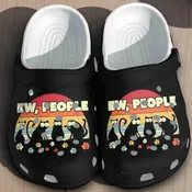 “Ew, People” – Funny Cat &amp; Retro Sunset Crocs
