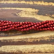 1-03-07B09 - Czech Fire Polish Beads, Saturated Metallic Cranberry, 3mm | Strand