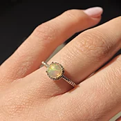 10K Golden Opal Diamond Ring