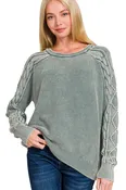 Ash Jade Cable Knit Sweater with Raglan Sleeves