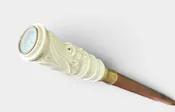 Carved Bone CHINESE DRAGON w/ COMPASS IN MOUTH Walking Stick Cane
