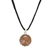 Black Deerskin Leather Penny From Heaven Pendant