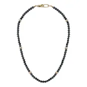 18k Black Diamond and Gold and Diamond Bead Necklace
