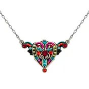 Firefly Filigree Heart Pendant Necklace in Multicolor
