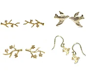 14 kt and Diamond Branch Studs, Bird Studs or Bird Dangles