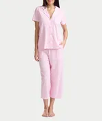 Notch Collar Knit Capri Pajama Set