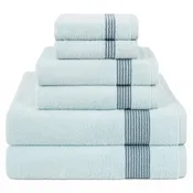 American Soft Linen Pleated Collection 100% Combed Cotton Luxury 6 Piece Towel Set, Zero Twist Ultra Soft and Plush 460 GSM Towels for Bathroom