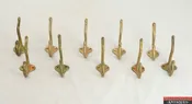 10 Set Gold Victorian Antique 3″ Hook Hardware Cast Iron Coat Clothes Hanger VTG