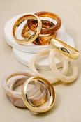 3 pc metallic & marble bangle bracelet set