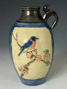 Bluebirds Bottle in Blue — Suzanne Crane Fine Stoneware