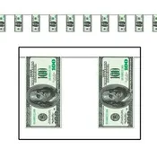 $100 Bill Pennant Banner 10" x 12' | 1ct