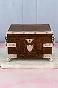 Antique English Oak & Silverplate Tea Caddy