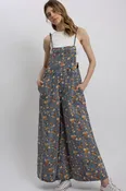 Free Spirit Floral Wide-Leg Denim Overalls