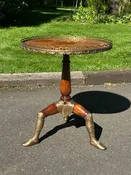 Theodore Alexander Walnut Circular “Isle of Man” Table on Tripod Base.