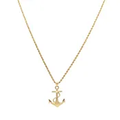 10K Yellow Gold Textured Anchor Pendant Necklace, 18", 2.4mm Rope Chain