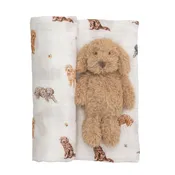 Mud Pie Doodle Swaddle & Rattle Set