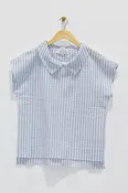 25" Pointed Collar Seersucker Top