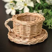 Natural Willow Coffee Cup & Saucer Basket