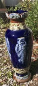 Doulton Lambeth Figural Tall Vase in Blue and Brown - Circa 1890's — Sir Richards Antiques & Fine Art Center ~ Est. 1971