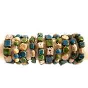 Clay Bead Stretch Bracelet Sea colors  set of 3.
