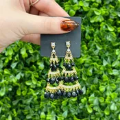 Black Triangle Dangle Earrings